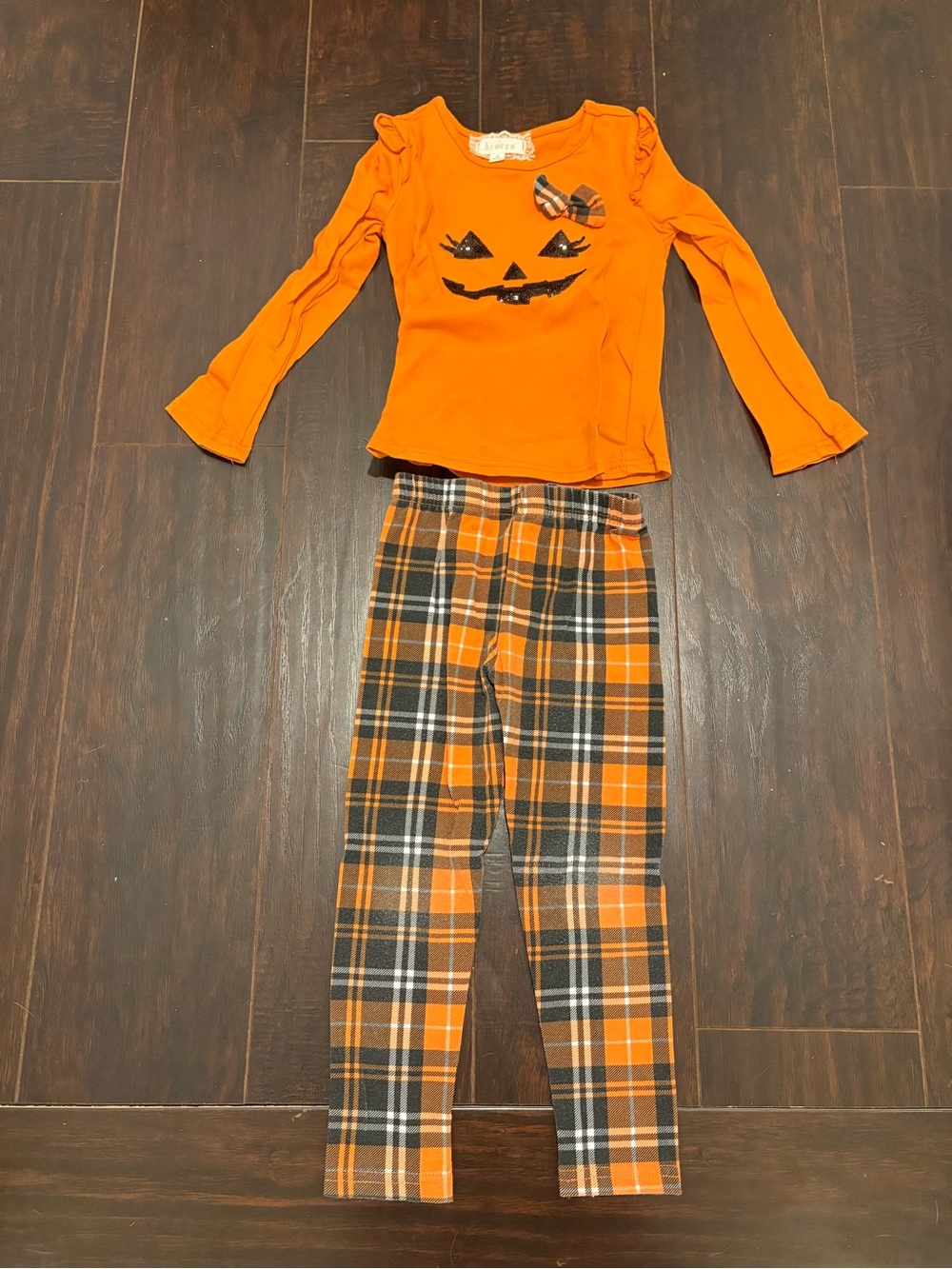 🎃 Btween Girls Halloween Jack-O’-Lantern Plaid Outfit Set Size 4